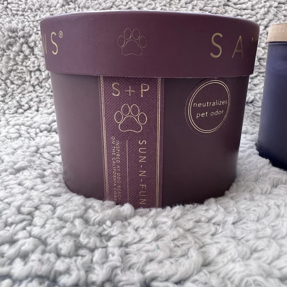 Lote de 2 velas arena + patas 12 oz olor mascota neutralizar costa del Pacífico sol y diversión NUEVO Foto 4 de 4