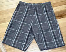 Burnside men's 32 gray plaid casual shorts NWOT