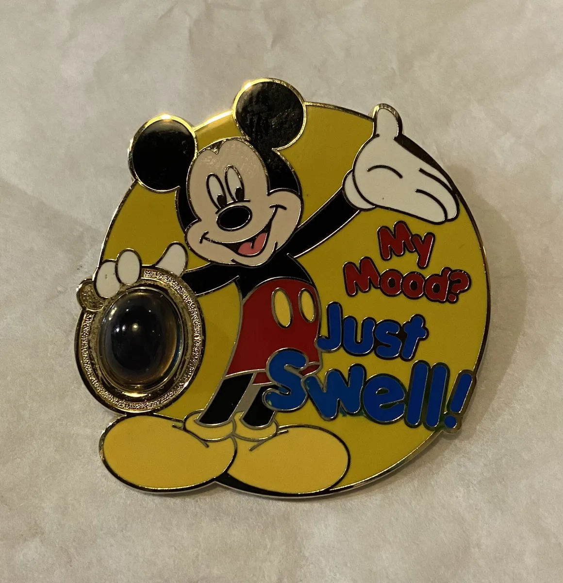 DISNEY MOOD STONE PIN MICKEY MOUSE "MY MOOD? JUST SWELL!"