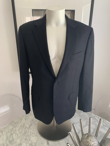 Men's Canali Black Virgin Wool Italian Designer Blazer Sport Coat Jacket 52R
