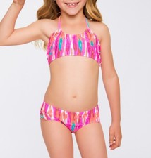 Cleobella Turquoise Pink Bikini 2-Pc.Set Swimwear Girls Small 6/6X 