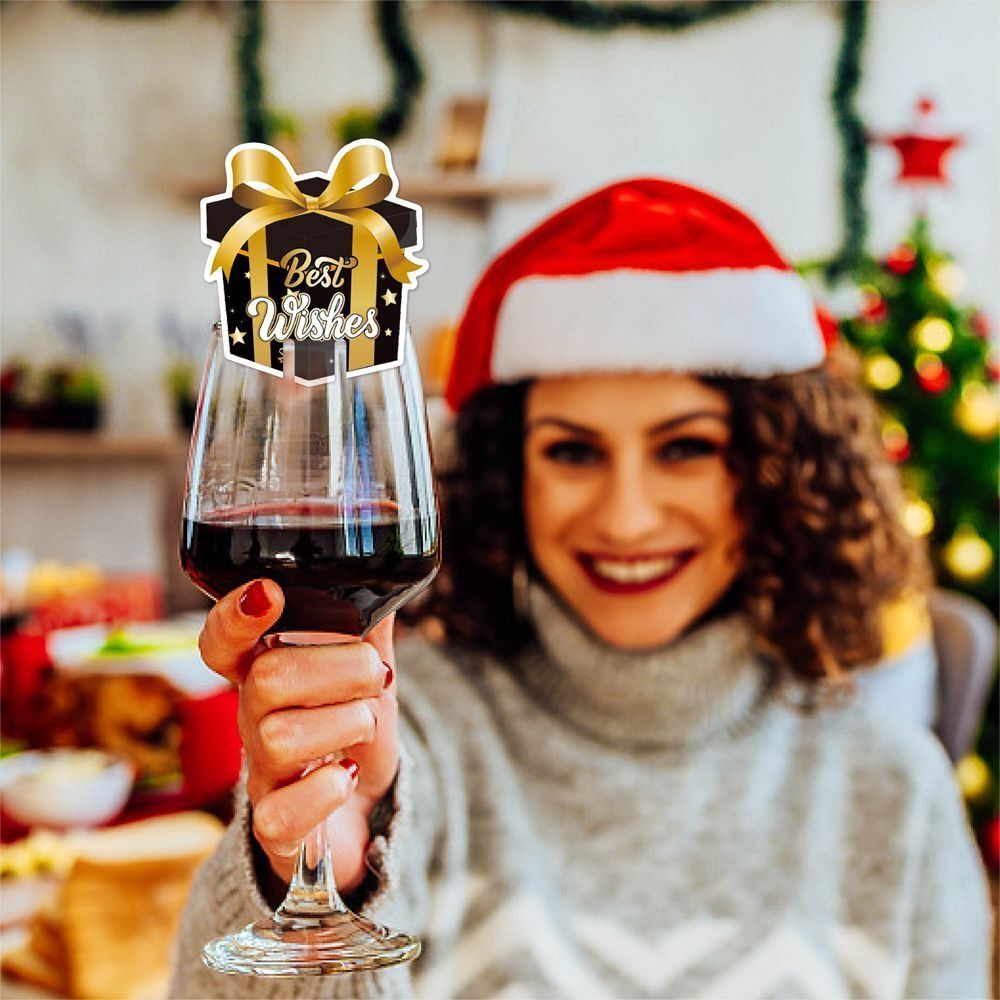 12pcs Festive Party Decor Cup Handmade Wine Glasses Paper Card New Year