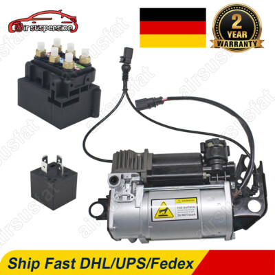 Air Suspension Compressor with Relay + Valve Block Valve Unit for Audi Q7 4LB