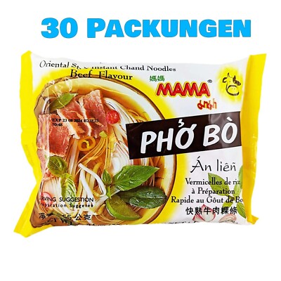 Mama Pho Bo Instant Reisnudeln Rind 30er Pack (30 x 55g) Reis Noodles