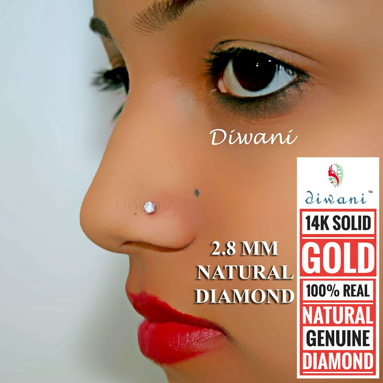 2.8mm Real VVS Diamond Solitaire Nose Labret Stud Max 81% OFF Lip Raleigh Mall Ring Screw