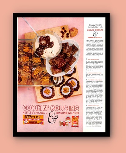1961 Nestle's Chocolate Diamond Walnuts Vintage PRINT AD Baking Dessert Recipe - Picture 3 of 4