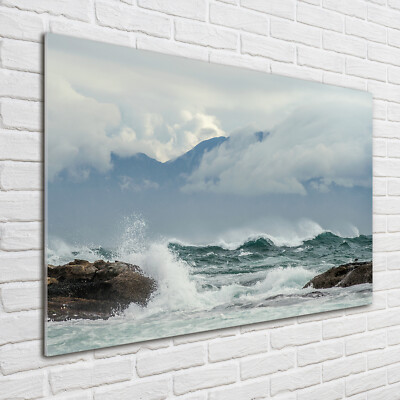 Glas-Bild Wandbilder Druck auf Glas 100x70 Deko Landschaften Ein raues Meer