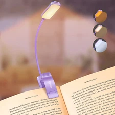 9 LED Rechargeable Book Light for Reading in Bed - Eye Caring 3 Color Temperatur