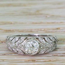 Vintage Style 2.13 Ct Round Cut CZ Engagement  Wedding Ring In 925 Silver