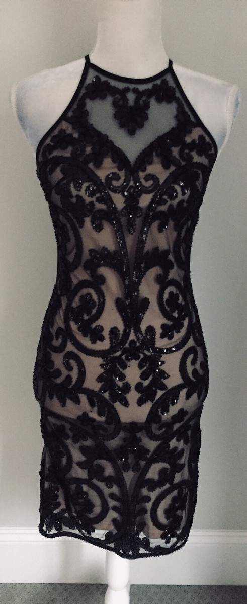 verty sequin dress Womens Size S 4/6 Verty Tulle Sequin Dress W Cream Lining Illusion NWOT