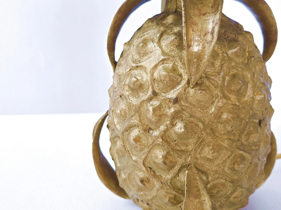 LAMPE DE TABLE ANANAS VINTAGE 1970 EN BRONZE DORE 70S MAISON JANSEN CHARLES - Photo 4/4