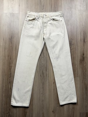 VINTAGE Levi s 501 Made in USA Jeans Size 32x32 Straight Leg Button Fly Beige