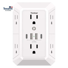 Multi Plug Wall Outlet Surge Protector - Outlet Extender with 6 Outlets and 4 U