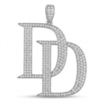 Men's Real Moissanite Custom Interlocking Double Letter Monogram Pendant 925 SS