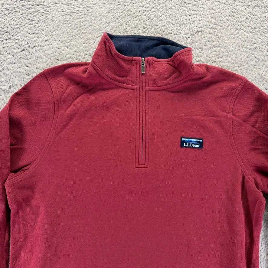 LL Bean Sudadera Para Hombre Mediana Alta Pullover Rojo 1/4 Cremallera Exterior Tradicional Foto 2 de 4
