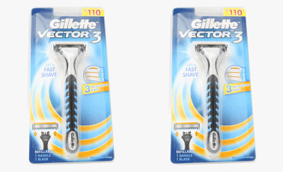 Gillette Vector 3 Razor Handle with Refill Blade 2 Pack 2 Handles 2 Blades