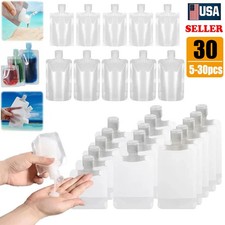 30x Travel Size Refillable Empty Squeeze Pouch TSA Approved Travel Pouches Clear