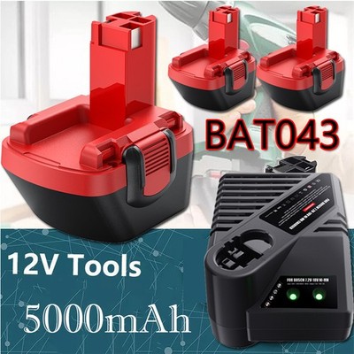 4X 12V 5,0Ah AKKU Für Bosch BAT043 BAT045 BAT046 12VE-2 2607335261 / Ladegerät