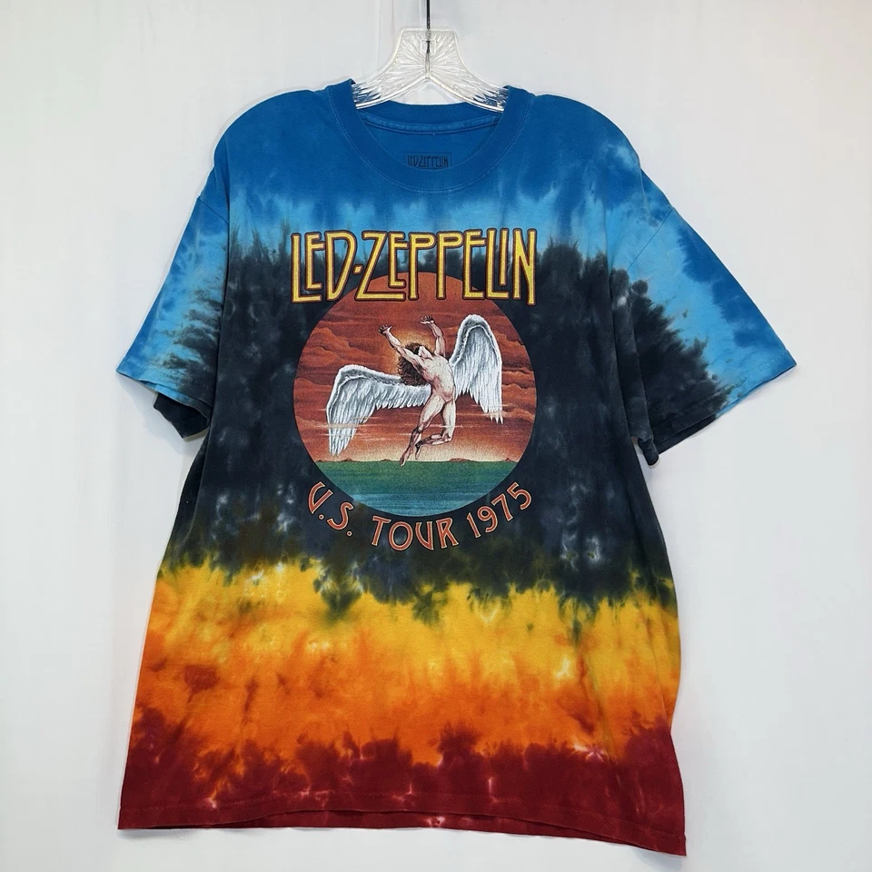 Led Zepplin U.S. Tour 1975 T-Shirt Vintage Style Tie Dye Size Large Short Sleeve - Image 2 of 4