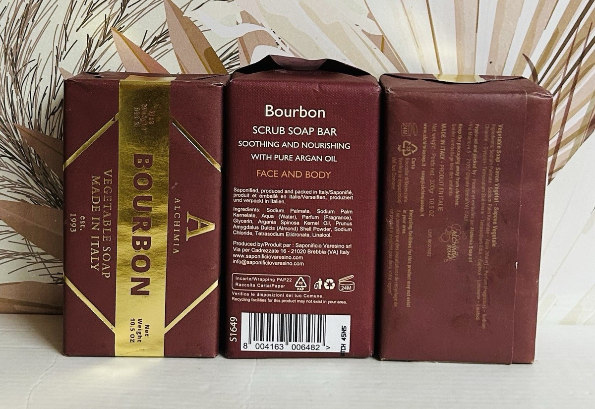 tobacco vegetable soap made in italy 3-Pack Alchimia ~ Bourbon Vegetable Soap. Made In Italy