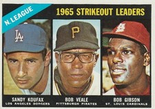 1966 TOPPS BASEBALL NL STRIKEOUT LEADERS, KOUFAX. BEALE, BOB GIBSON #225 VG