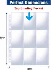 1800 Pockets Card Sleeves Binder Sheets, Double-Sided Trading Card Pages Slee...