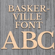 Baskerville Font Wood Letters Numbers Cutout Unfinished Laser Cut 3mm Craft 14"