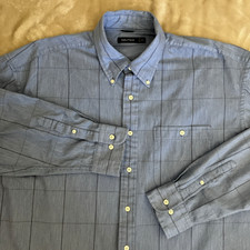Nautica Mens XXL Button Down Shirt Blue Plaid Lightweight Denim Long Sleeve
