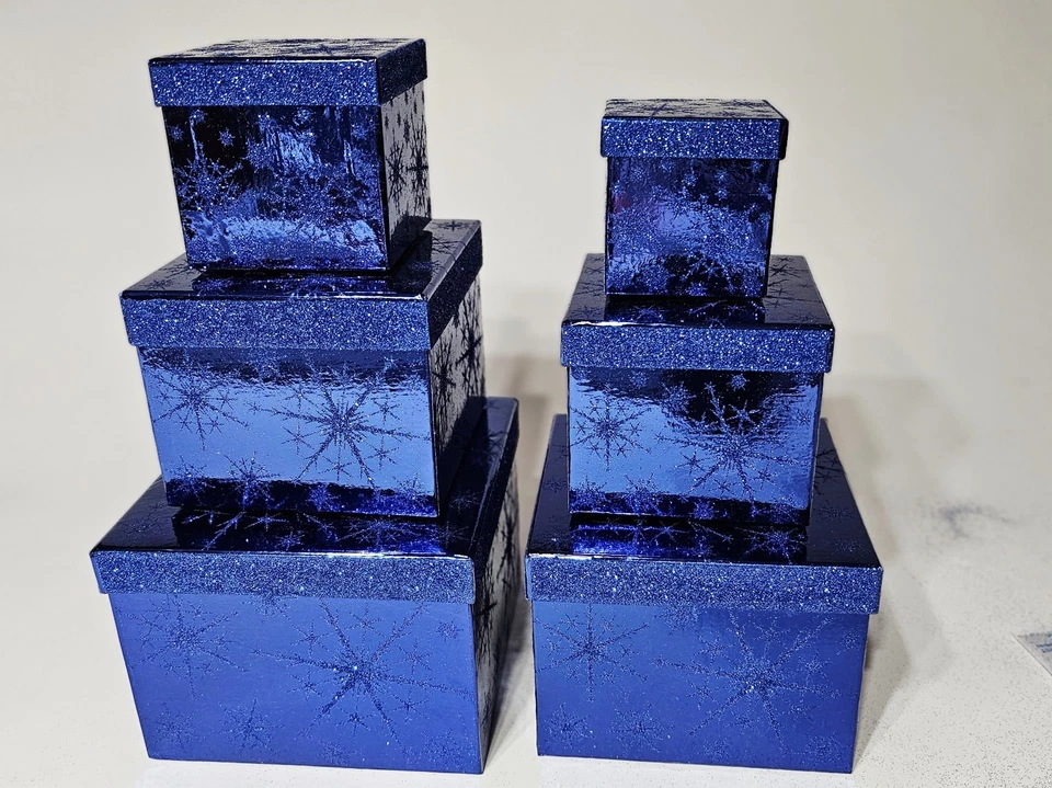 6PCS Nesting Glitter Gift Boxes with Lid, Nested Box Set, 6 Sizes, Decorative - Image 3 of 3