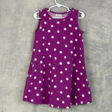 Hanna Andersson Purple Polka Dot Dress Girls Sz 5 110cm 100 Cotton Pockets