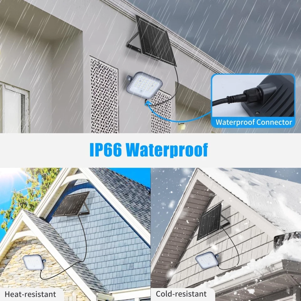 AIGOSTAR FARO SOLARE LED LUCE DIMMERABILE TELECOMANDO IP66 200WATT 16000mAH - Immagine 3 di 4