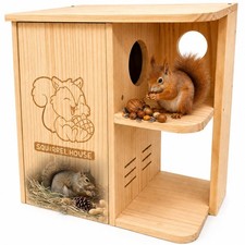 Large Squirrel Nesting Box Outdoor   Solid Pine Wood Squirrel House
