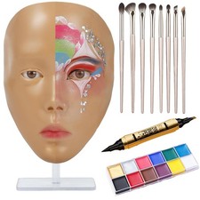 Makeup Practice Board, Painting Mannequin Head with Stand, 5D Reusable Silico...