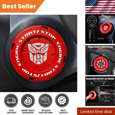 Elegant Rotary Push Start Button Cover |  Waterproof Auto Control - Red