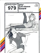 Stretch & Sew 979 Sewing Pattern Girls Puff-Sleeve Leotard Chest Sizes 21-31