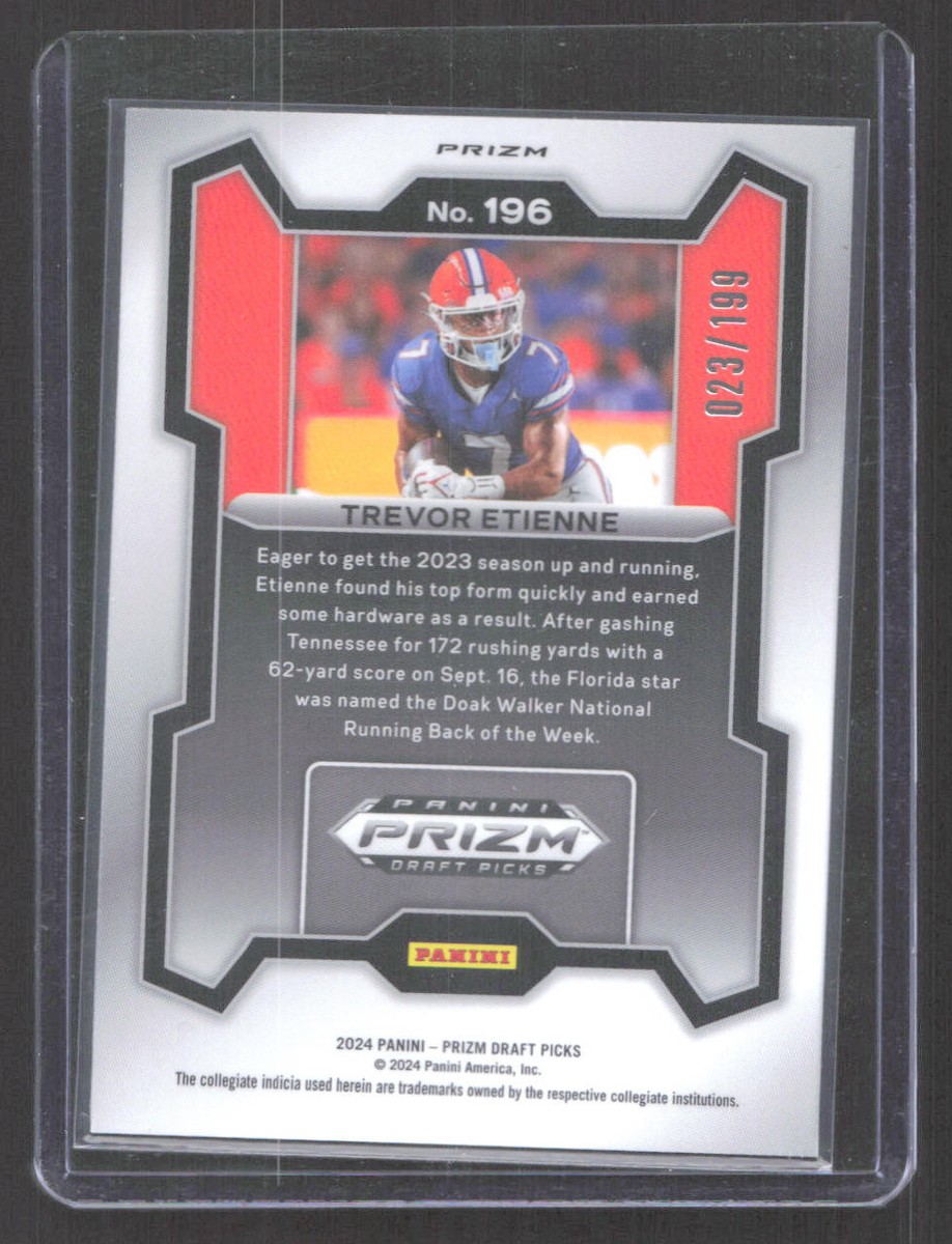 2024 Panini Prizm Draft Picks Blue #196 Trevor Etienne RC SP /199