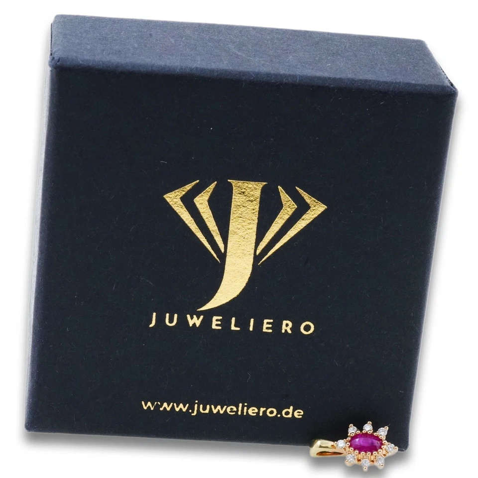 Rubin Brillant Christ Anhänger 333 Gold 8 kt Gelbgold Edelstein Wert 350,- - Bild 3 von 4