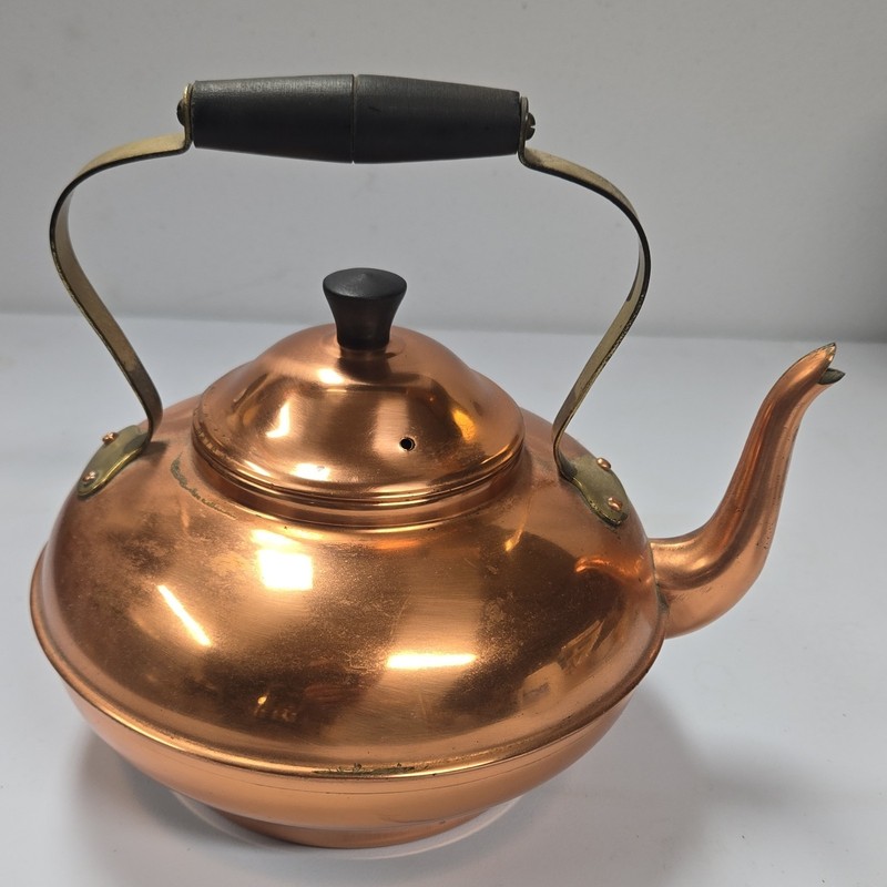 Copral Copper Tea Pot w/ Lid & Swing Handle, Made in Portugal