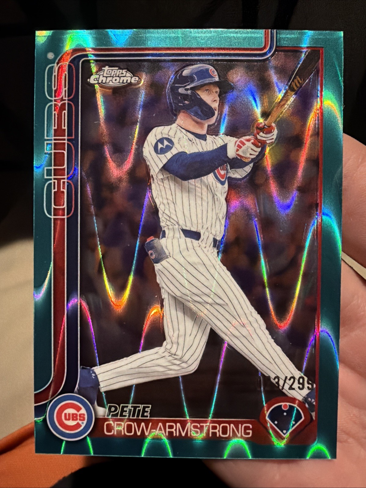 2025 Topps Chrome Pete Crow Armstrong.   /299 - Teal Ray Wave Refractor - Cubs