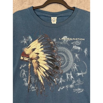 #ad #ad Lakota Nation Native American Headdress T Shirt Delta Magnum XL Graphic Tee $13.60