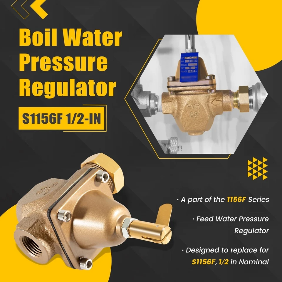 for Watts B1156F S1156F 1/2" Bronze High Capacity Feed Water Pressure Regulator - Image 4 of 4