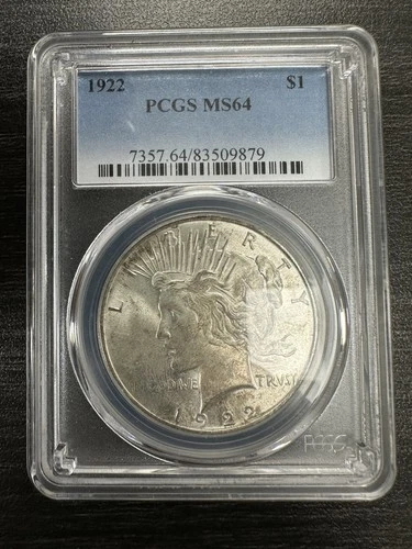 1922 Peace Dollar NGC MS 64 Philadelphia $1 Silver Coin Nice Color -B69