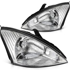 Leftright Side Headlight Assembly For 2000-2004 Ford Focus Chrome Housing