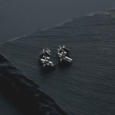 Tiny Faith Cross Pave Cubic Zirconia Stainless Steel Stud Earring