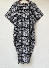 Indian Cotton Black Floral Printed Kaftan Gown Women's Clothing Kaftan Dress US