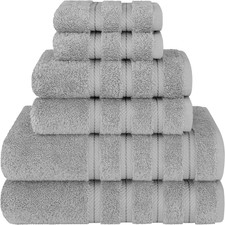 Luxury 6 Piece Towel Set, 2 Bath Towels 2 Hand Towel 2 Washcloths, 600 GSM 100 