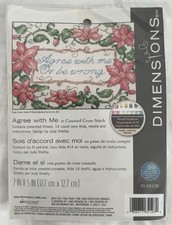   Agree With Me  Dimensions Crafts Counted Cross Stitch Kit. Aida Fabric. Needle.