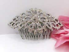 VINTAGE LARGE RHINESTONE DECORATIVE HAIR COMB METAL UP DO HAIR ACCESSORY