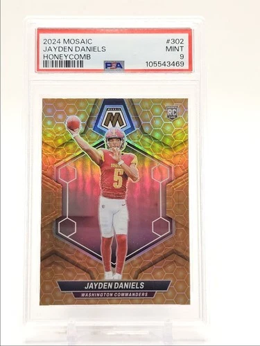 JAYDEN DANIELS 2024 MOSAIC ROOKIE HONEYCOMB COMMANDERS RC PSA 9 Q0004