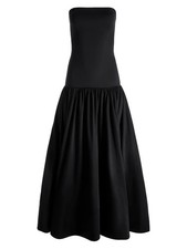 NEW, Alice + Olivia Oriana Strapless Drop-Waist Midi-Dress Black Size 8 #MD1088